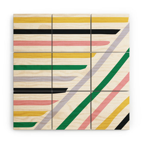 Fimbis Spring in Stripes Wood Wall Mural