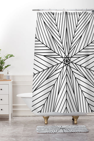 Fimbis Star Power Black and White 2 Shower Curtain And Mat