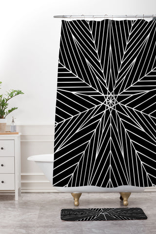 Fimbis Star Power Black and White Shower Curtain And Mat