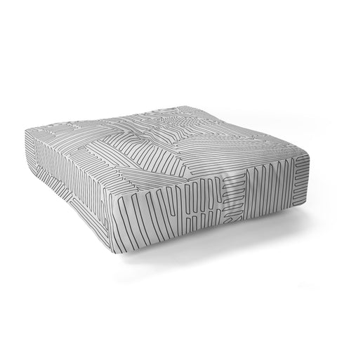 Fimbis Strypes BW Outline Floor Pillow Square