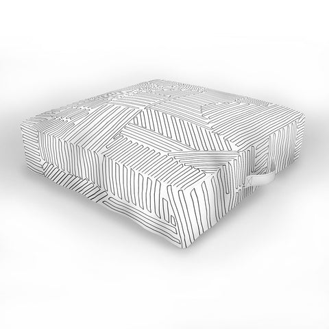 Fimbis Strypes BW Outline Outdoor Floor Cushion