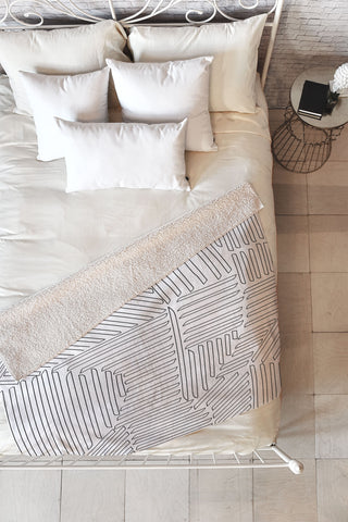 Fimbis Strypes BW Outline Fleece Throw Blanket