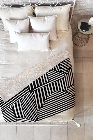 Fimbis Strypes BW Fleece Throw Blanket