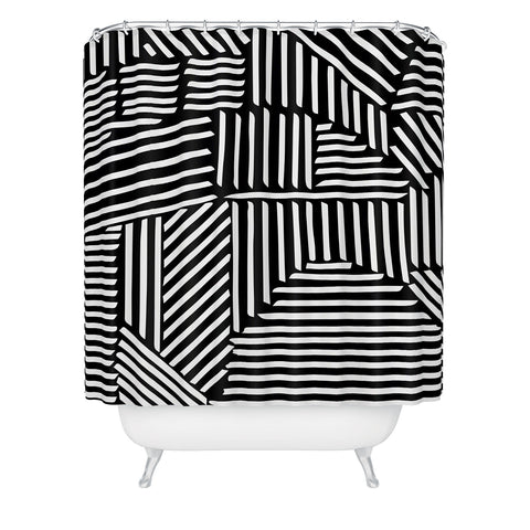 Fimbis Strypes BW Shower Curtain