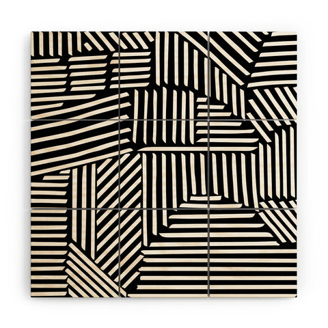 Fimbis Strypes BW Wood Wall Mural