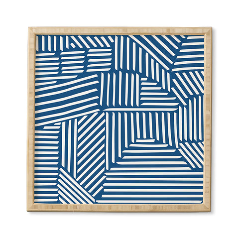 Fimbis Strypes Classic Blue Framed Wall Art