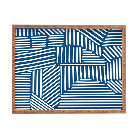 Fimbis Strypes Classic Blue Rectangular Tray