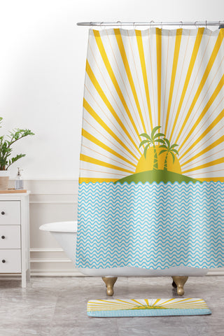 Fimbis Summer Sun Shower Curtain And Mat
