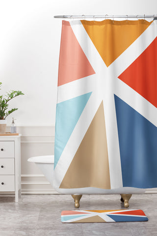 Fimbis Summers End Geometry Shower Curtain And Mat