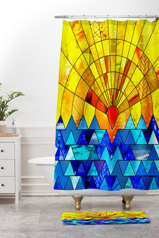 Fimbis Sun And Sea Shower Curtain And Mat