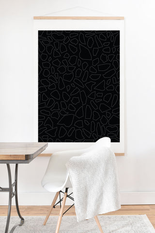 Fimbis Terrazzo Dash Black and White Art Print And Hanger