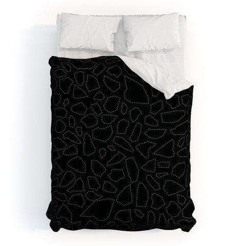 Fimbis Terrazzo Dash Black and White Comforter