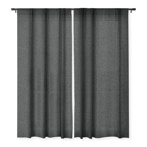 Fimbis Terrazzo Dash Black and White Sheer Window Curtain