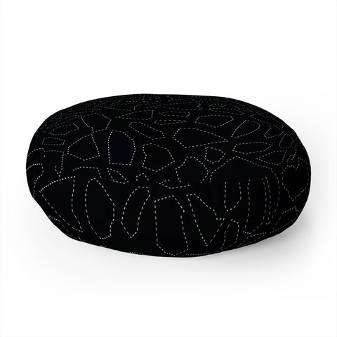 Fimbis Terrazzo Dash Black and White Floor Pillow Round