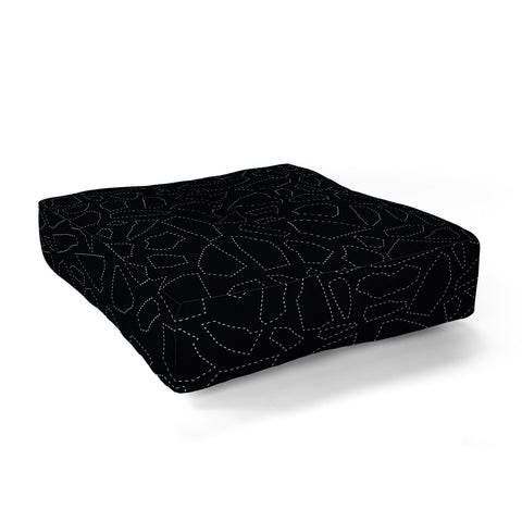 Fimbis Terrazzo Dash Black and White Floor Pillow Square