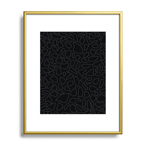 Fimbis Terrazzo Dash Black and White Metal Framed Art Print