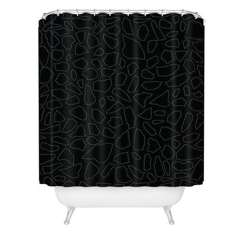 Fimbis Terrazzo Dash Black and White Shower Curtain