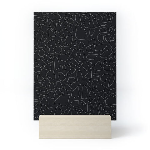 Fimbis Terrazzo Dash Black and White Mini Art Print