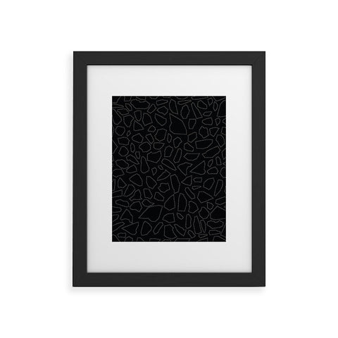 Fimbis Terrazzo Dash Black and White Framed Art Print