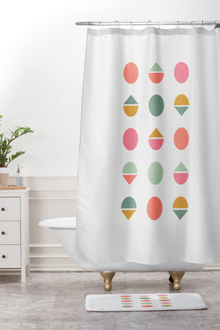 Fimbis Three Five Geometric Shower Curtain And Mat