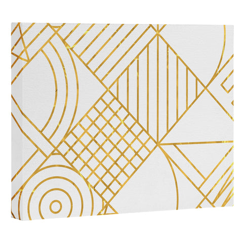 Fimbis Whackadoodle White and Gold Art Canvas