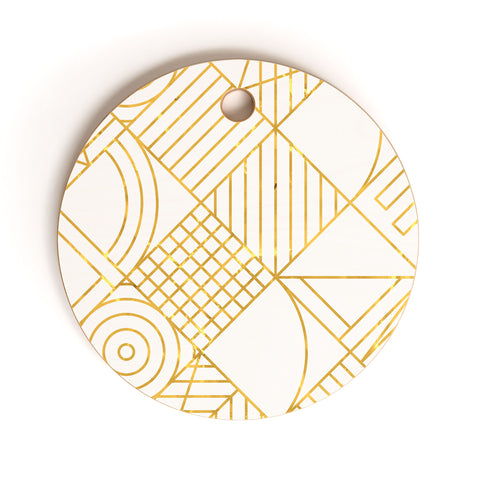 Fimbis Whackadoodle White and Gold Cutting Board Round