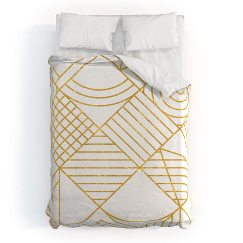 Fimbis Whackadoodle White and Gold Duvet Cover