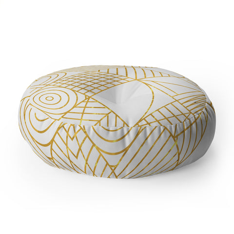 Fimbis Whackadoodle White and Gold Floor Pillow Round