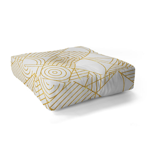 Fimbis Whackadoodle White and Gold Floor Pillow Square