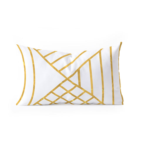 Fimbis Whackadoodle White and Gold Oblong Throw Pillow