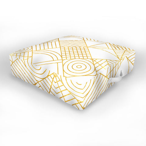Fimbis Whackadoodle White and Gold Outdoor Floor Cushion
