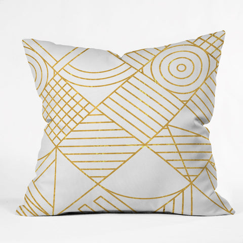 Fimbis Whackadoodle White and Gold Outdoor Throw Pillow