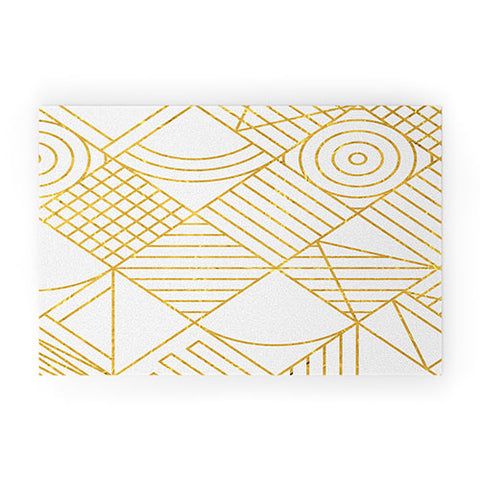 Fimbis Whackadoodle White and Gold Welcome Mat