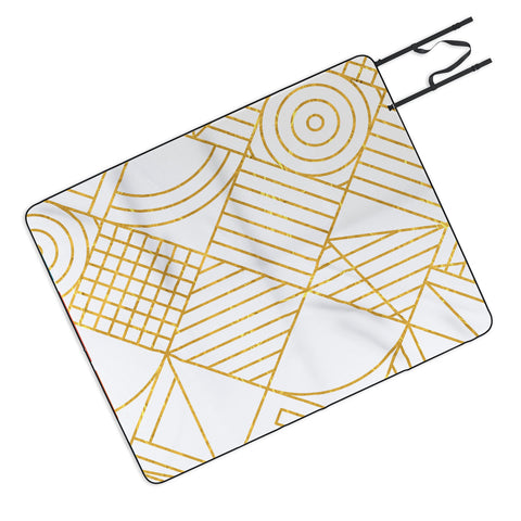 Fimbis Whackadoodle White and Gold Picnic Blanket