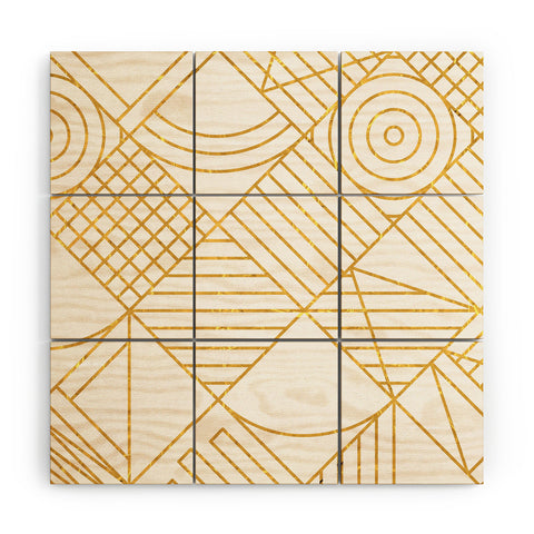 Fimbis Whackadoodle White and Gold Wood Wall Mural