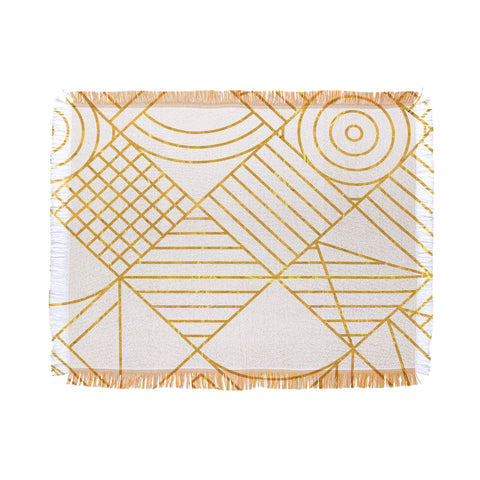 Fimbis Whackadoodle White and Gold Throw Blanket