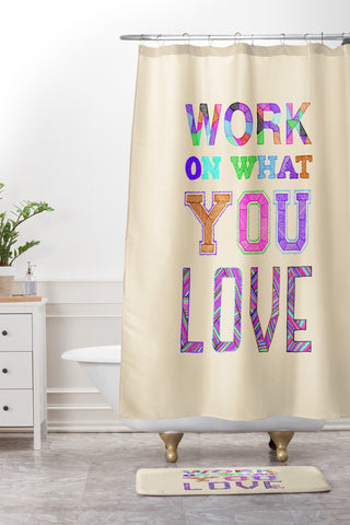Fimbis Work On What You Love Shower Curtain And Mat