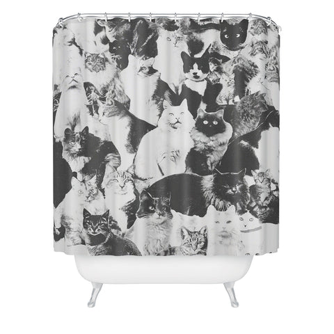 Florent Bodart Cats Forever BW Shower Curtain