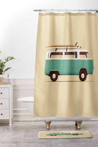 Florent Bodart Famous Cars 5 Blue Van Shower Curtain And Mat