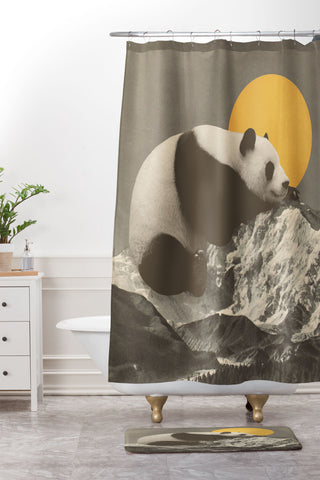 Florent Bodart Giant Panda on Mountains Shower Curtain And Mat