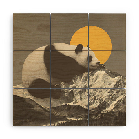 Florent Bodart Giant Panda on Mountains Wood Wall Mural
