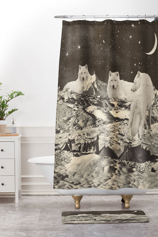 Florent Bodart Giant White Wolves Shower Curtain And Mat