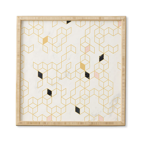 Florent Bodart Gold and Marble Keziah Scandinavian Pattern Framed Wall Art