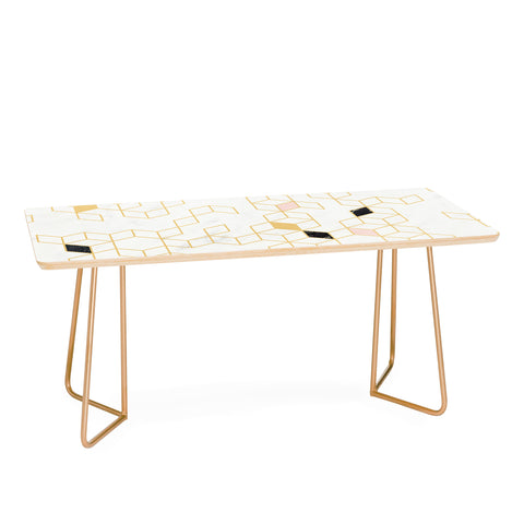 Florent Bodart Gold and Marble Keziah Scandinavian Pattern Coffee Table