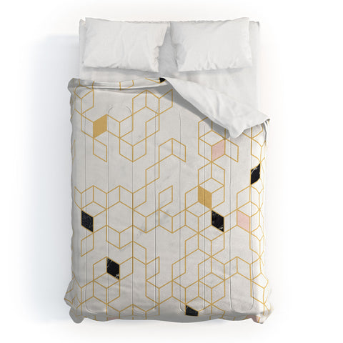 Florent Bodart Gold and Marble Keziah Scandinavian Pattern Comforter