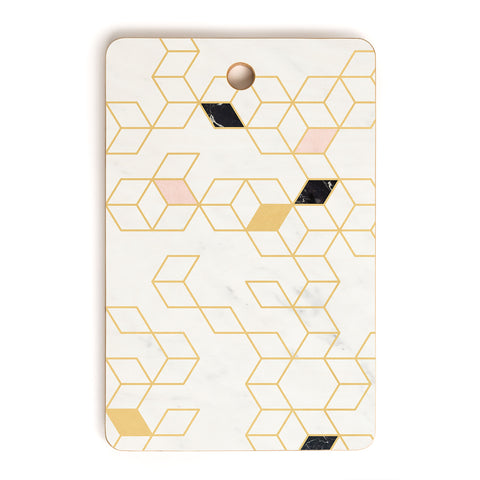 Florent Bodart Gold and Marble Keziah Scandinavian Pattern Cutting Board Rectangle