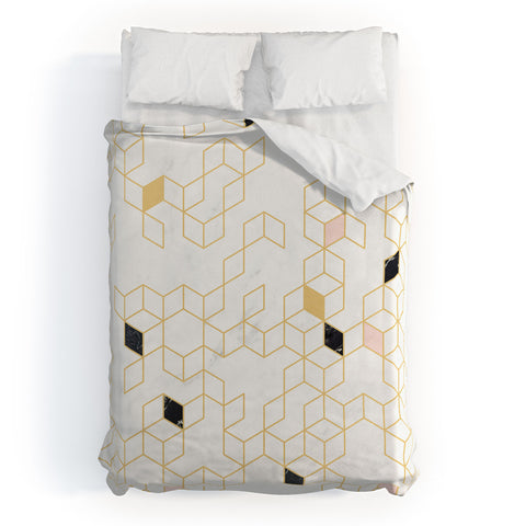 Florent Bodart Gold and Marble Keziah Scandinavian Pattern Duvet Cover