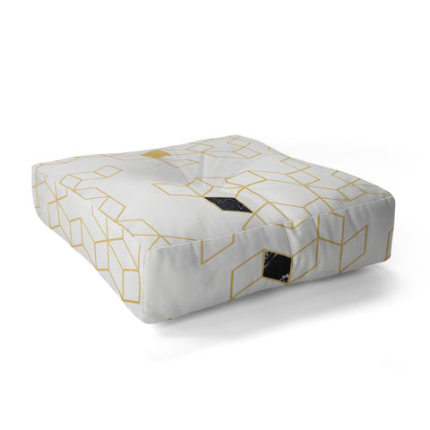 Florent Bodart Gold and Marble Keziah Scandinavian Pattern Floor Pillow Square