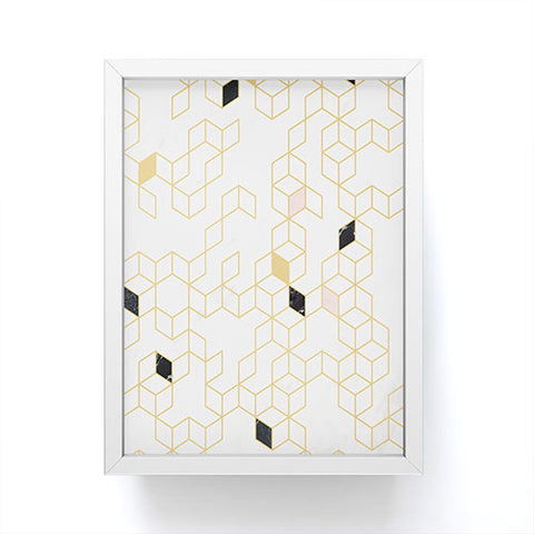 Florent Bodart Gold and Marble Keziah Scandinavian Pattern Framed Mini Art Print