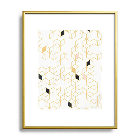 Florent Bodart Gold and Marble Keziah Scandinavian Pattern Metal Framed Art Print
